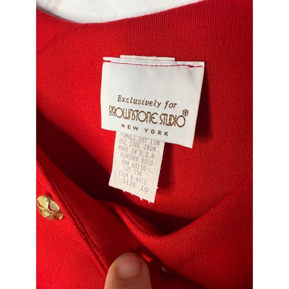 Browstone Studio Red Double Breasted Button Front Dress Size 10 USA Made 80s - Picture 3 of 4